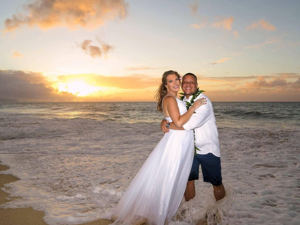 Happy Hawaii Wedding Couple